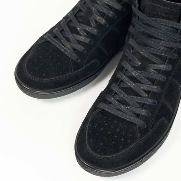 Saint Laurent SL/10H High Black Suede Court Classic High-Top Sneakers - Picture 6 of 12